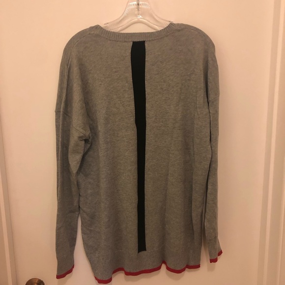 RD Style Gray V Neck Sweater w/ Stripe NWT - Picture 2 of 2
